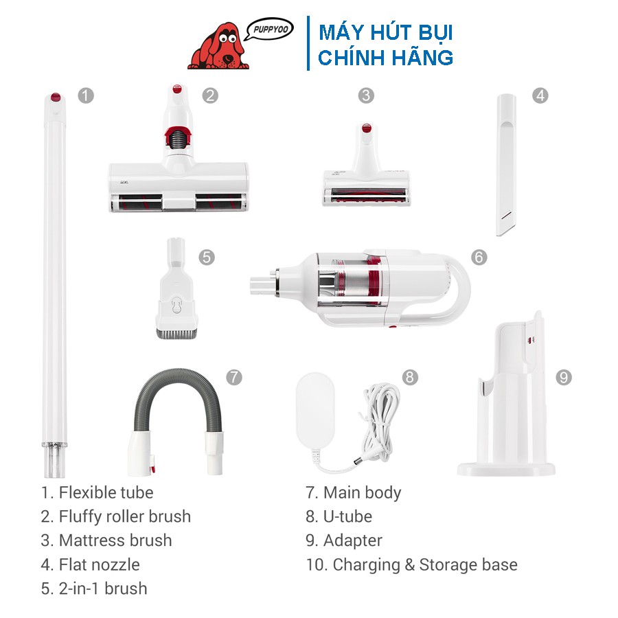 [PUPPYOO] Máy Hút Bụi Cầm Tay Không Dây PUPPYOO T10 Pro Công Suất 250W Lực Hút 17500 Pa Pin 2500mAh Bảo Hành 24 Tháng | BigBuy360 - bigbuy360.vn
