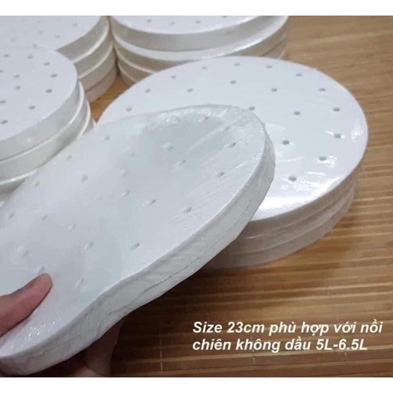 Tập 100 tờ giấy nến thấm dầu chống dính đục lỗ sẵn size 23 cm