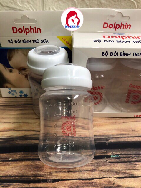 Bình Trữ Sữa ❣️ Bộ Đôi Bình Trữ Sữa Cổ Rộng 180ml DOLPHIN ❣️Hàng Công Ty không BPA an toàn cho bé yêu