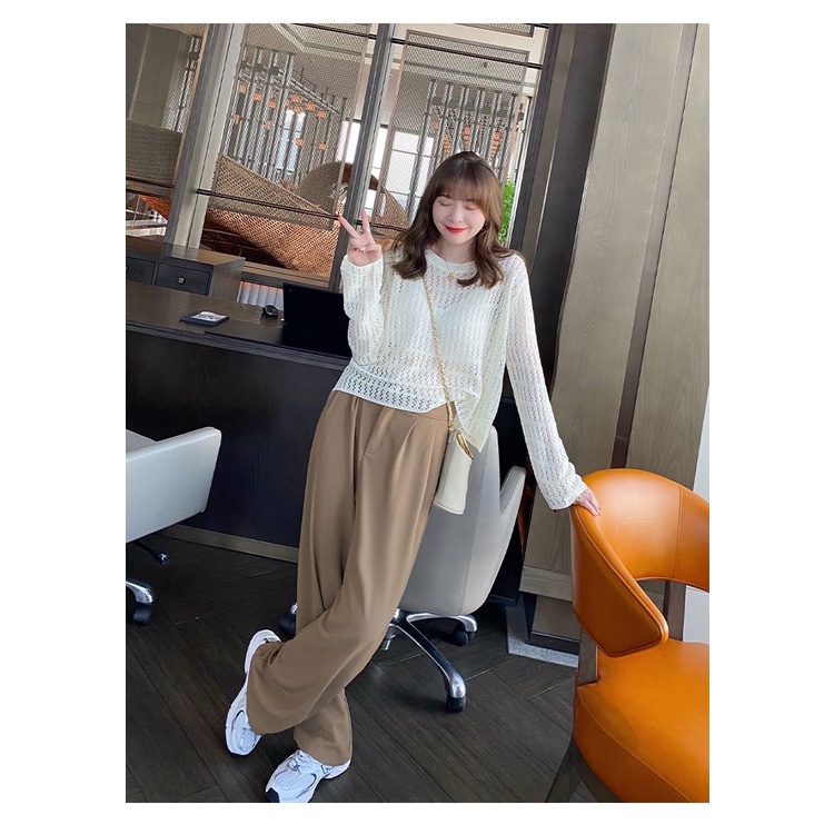 Áo Dệt Kim Tay Dài Dáng Rộng Hợp Thời Trang Cho Nữ