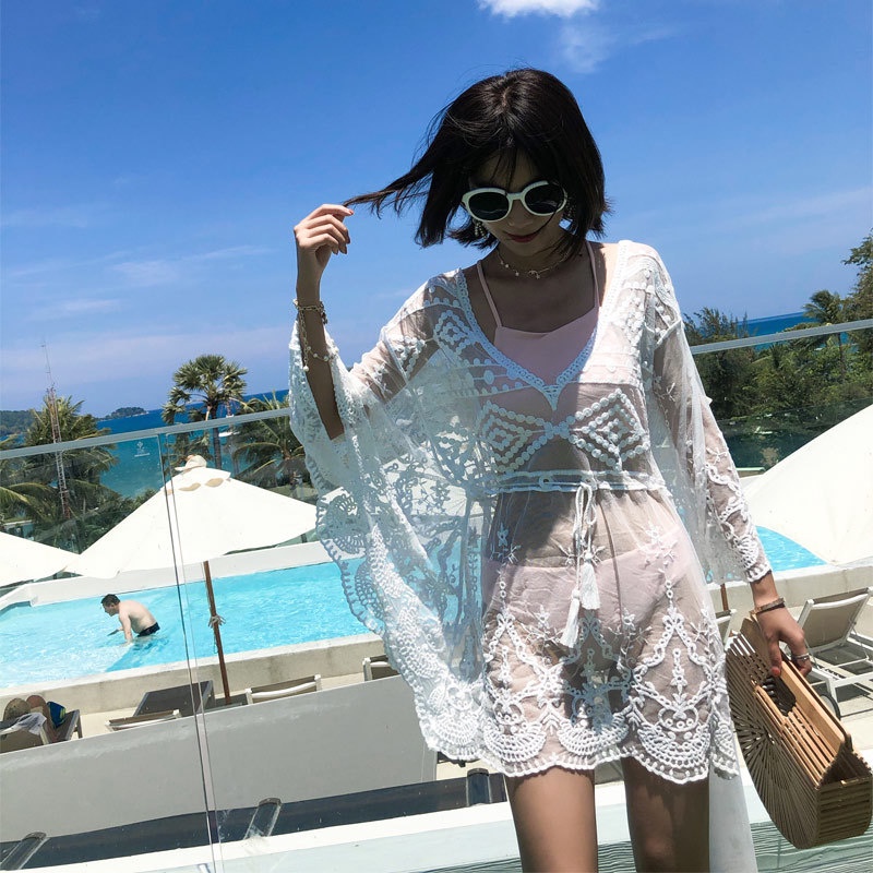 Áo khoác lưới tay cánh dơi cổ chữ V phối dây rút thời trang quyến rũ cho nữ
 | BigBuy360 - bigbuy360.vn