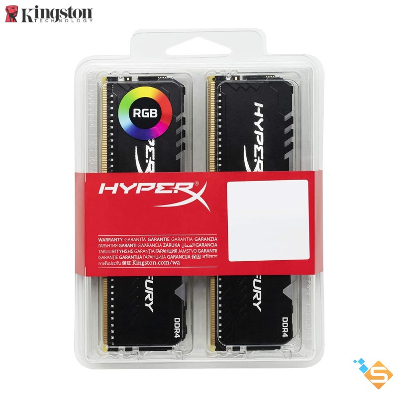 RAM PC Kingston HyperX Fury Beast RGB 32GB 16GB 3200MHz DDR4 (Kit of 2) - KF432C16RBAK2/16 - Bảo Hành Chính Hãng 3 Năm