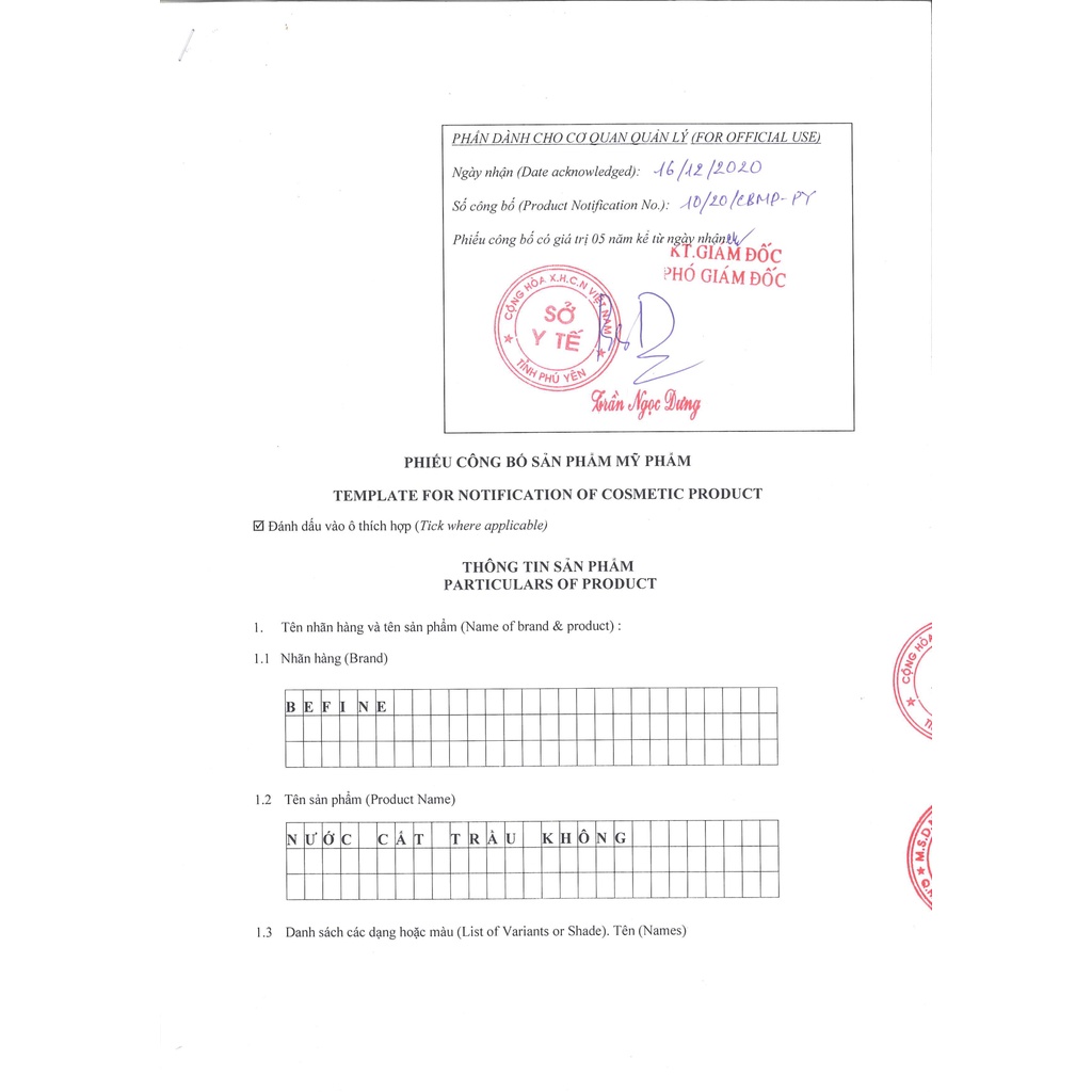 Toner nước cất trầu không Befine - Chăm sóc da giảm mụn, vệ sinh răng miệng - Chai 100ml - CTCP Befine