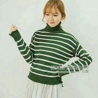 Áo len sọc cổ lọ