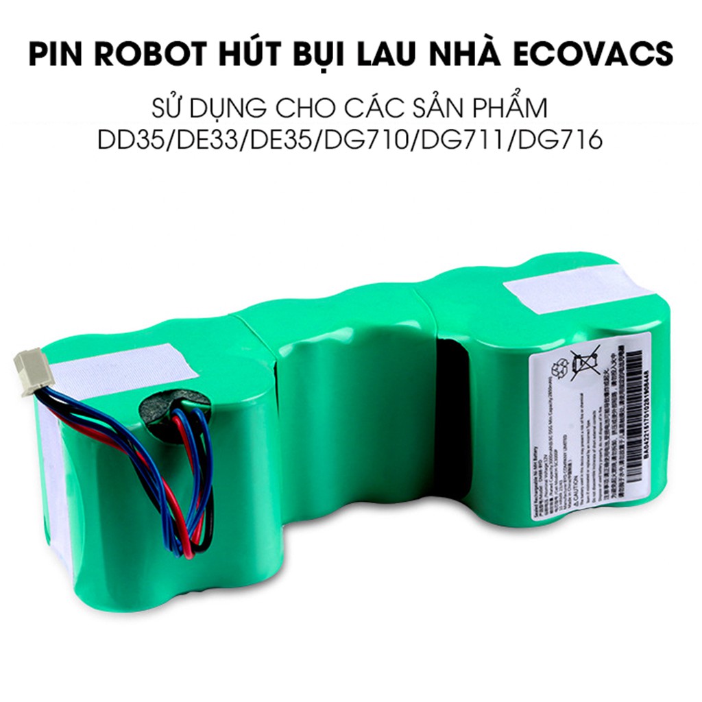 Pin robot hút bụi Ecovacs DE53, DE55, DE33, DE35 - Hàng mới 100% Bảo hành 3 tháng (Lỗi 1 đổi 1)