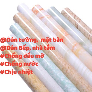 Giấy dán bếp giả đá, Giấy dán tường chống nước, chịu nhiệt dán bếp nhà tắm sẵn keo 3mx60cm
