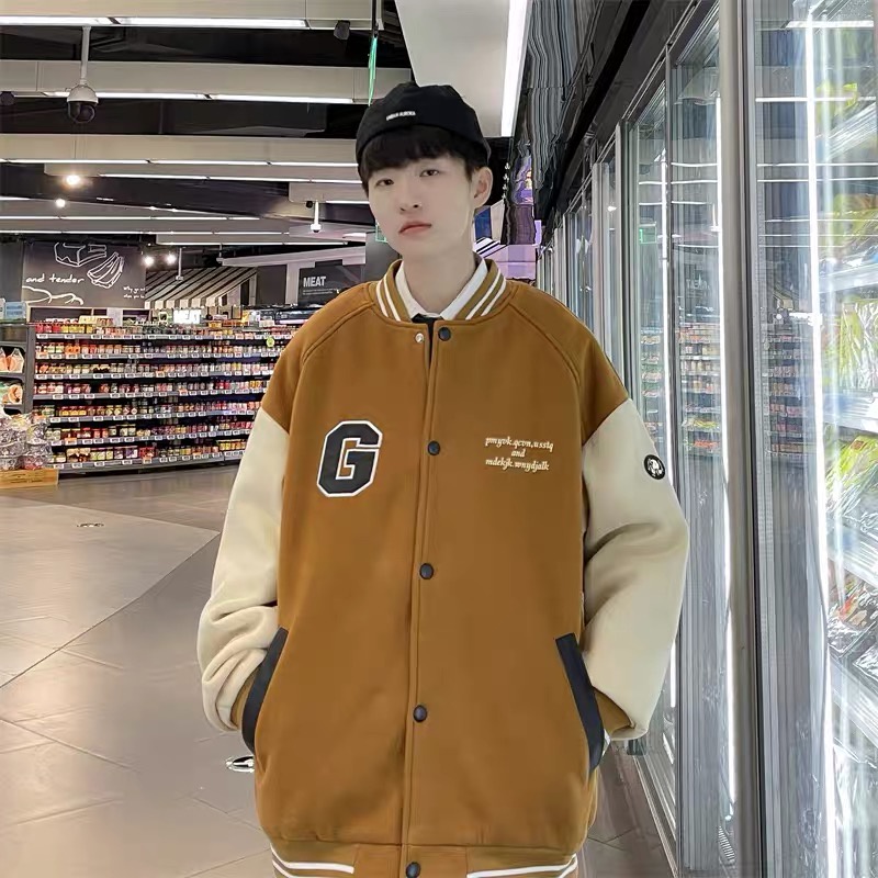 Áo khoác bomber nỉ màu nâu, màu đen nam nữ chất dày dặn hợp thu đông. | BigBuy360 - bigbuy360.vn