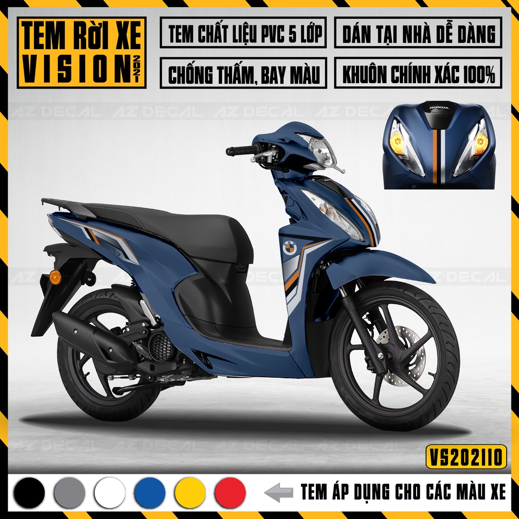 Tem Rời Xe Vision 2015 - 2022 Mẫu HP4 | VS10 | Decal Dán Xe Chống Nước, Bền Màu, Phù Hợp Xe Màu Đen, Đỏ, Trắng, Xanh