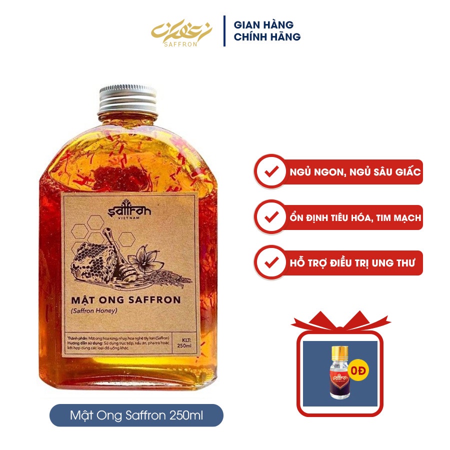 Mật ong Saffron Nhụy Hoa Nghệ Tây Saffron Việt Nam Chai Thủy Tinh 250ml/lọ