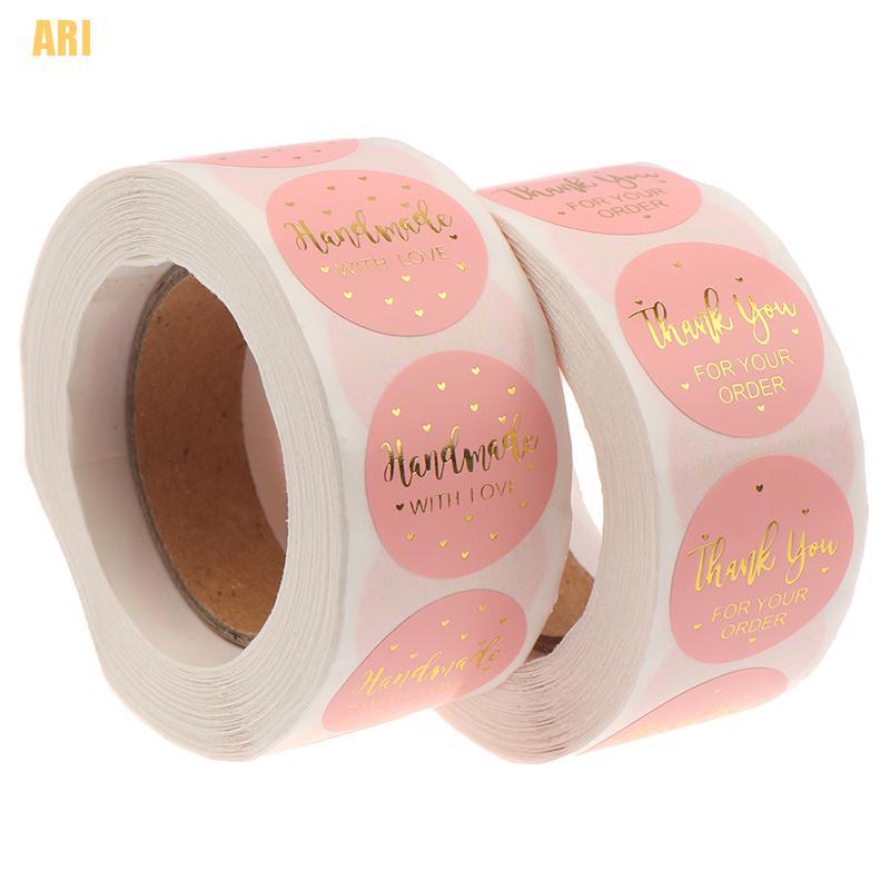 Cuộn 500 Nhãn Dán Chữ Thank You For Your Order Màu Hồng
