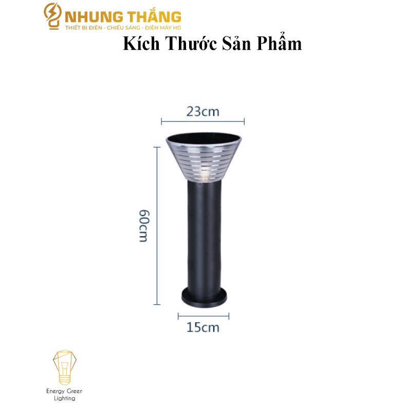 Đèn Cột Sân Vườn Hình Nón DSV-2160 - Chiều Cao 60cm - Sử Dụng Điện Và Dùng Năng Lượng Mặt Trời - Chống Nước IP65