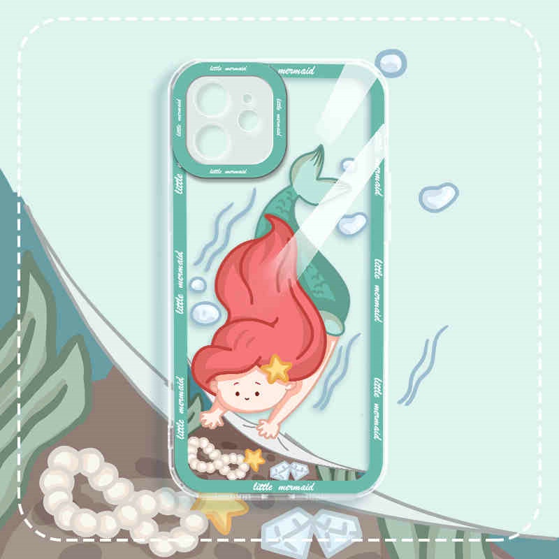 Ốp Điện Thoại Mềm In Hình Nàng Tiên Cá Cho iPhone 13 12 Mini 11 Pro X XR XS Max SE 2020 6 6S 7 8 Plus
