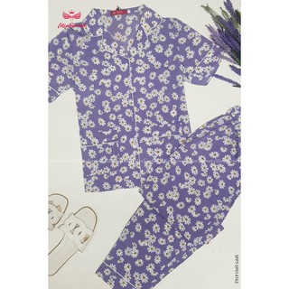 Bộ Pijama Pi Cúc Họa Mi Tím - Cộc