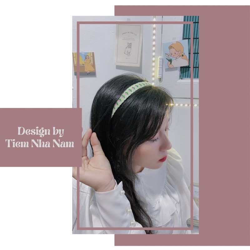 BỜM / CÀI TÓC THÊU HOA ĐÁNG YÊU - [ Nhà Nấm handmade ]