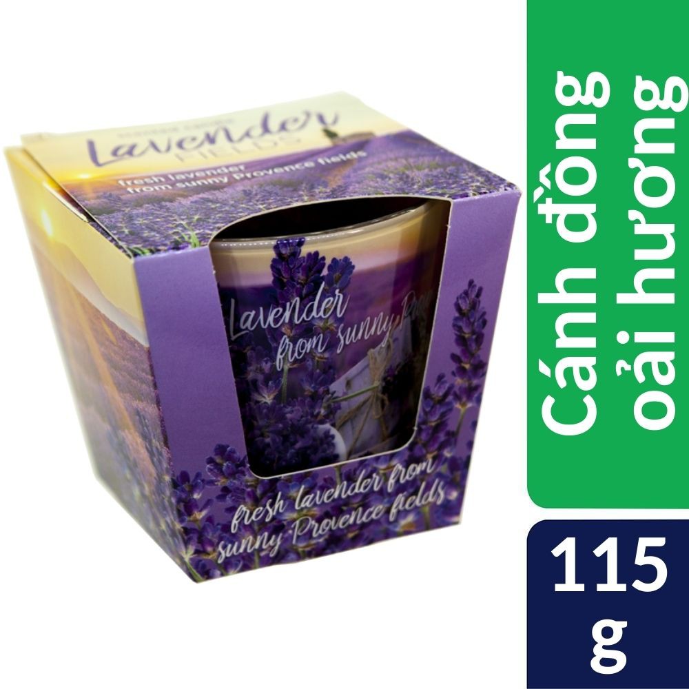 Ly nến thơm khử mùi Bartek Lavender Fields & Soap 115g QT04965 - cánh đồng oải hương (giao mẫu ngẫu nhiên)