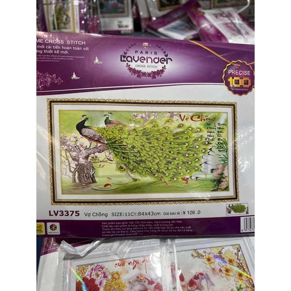 tranh thêu chữ thập đôi công phu thê viên mãn lv3375 (84x43)