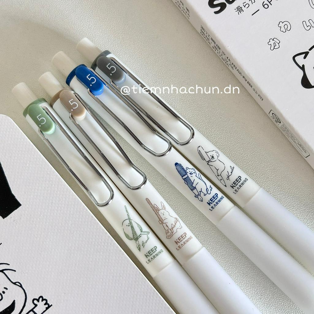 BÚT GEL ĐEN FULL TRẮNG ANIMAL NGÒI 0.5mm (ảnh thật) - tiệm nhà chun