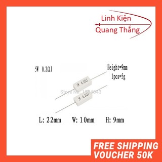 Trở Sứ 5W 1 ôm 5 ôm 2.2 ôm (Trở Công Suất)