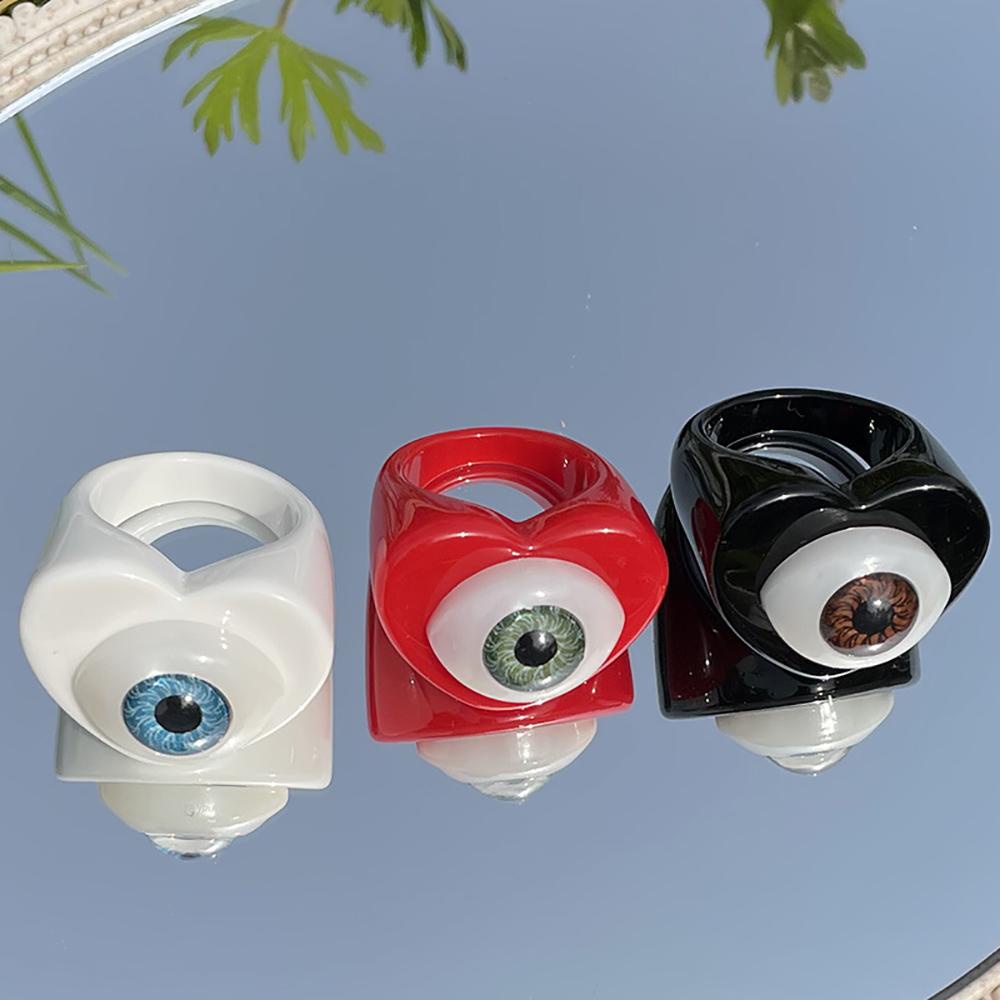 Nhẫn Resin Hình Mắt Quỷ Hoạt Hình Phong Cách Punk Cá Tính Cho Nữ