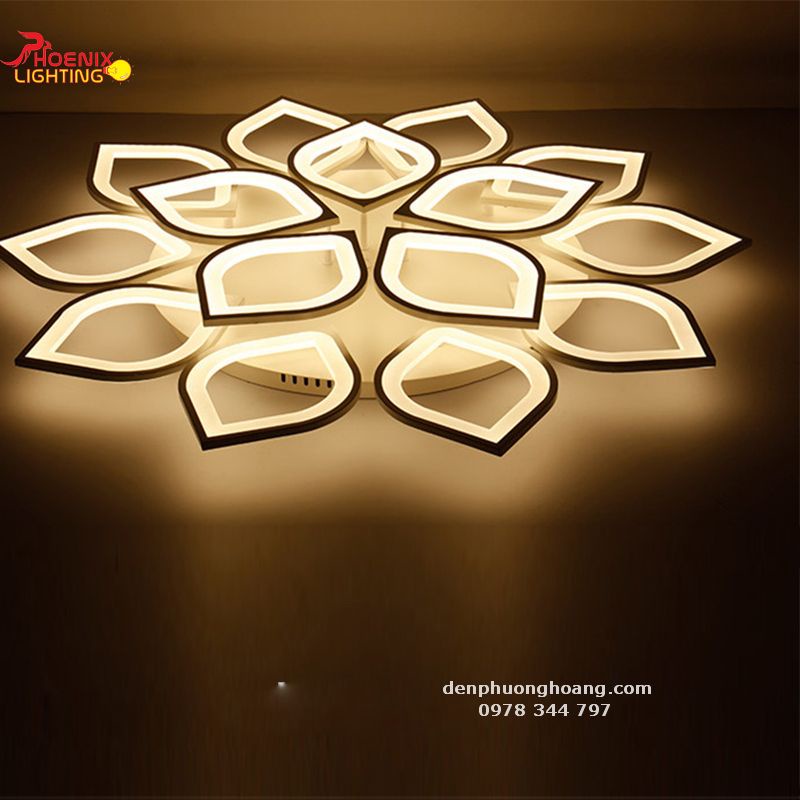 Đèn Ốp Trần Cánh Sen Trang trí Phòng Khách Có Dimmer - Đèn Phượng Hoàng