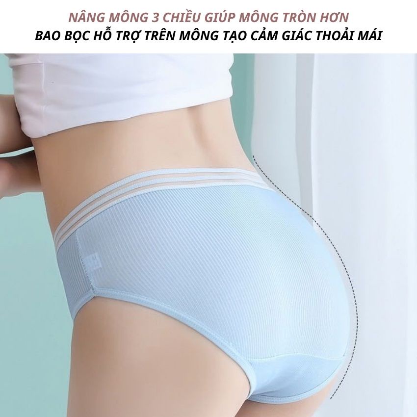 Quần lót nữ cotton cao cấp, quần chíp cotton mềm mại thoáng khí nâng mông 3 chiều Cavera B04