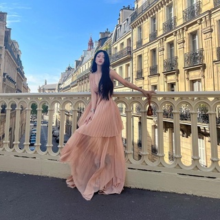 Đầm dập ly cut out màu nâu Andromeda Pleated Dress ONONMADE