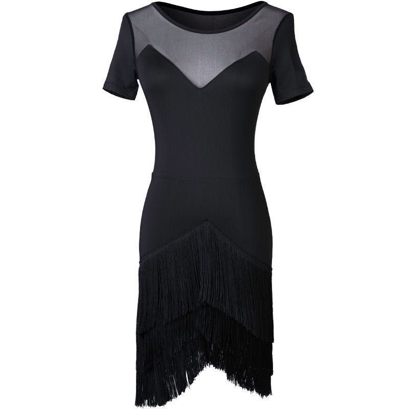 Đầm Khiêu Vũ Latin Ngắn Tay Phối Tua Rua Thời Trang 2022 10.30 Cho Người Lớn Và Trẻ Em