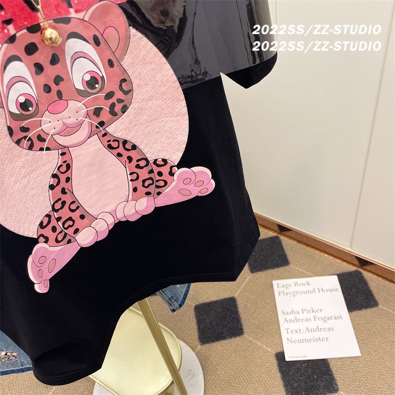 Áo Thun Tay Ngắn Cổ Tròn Dáng Rộng In Họa Tiết Chú Hổ Phong Cách Hàn Quốc Thời Trang Mùa Hè Cho Nữ