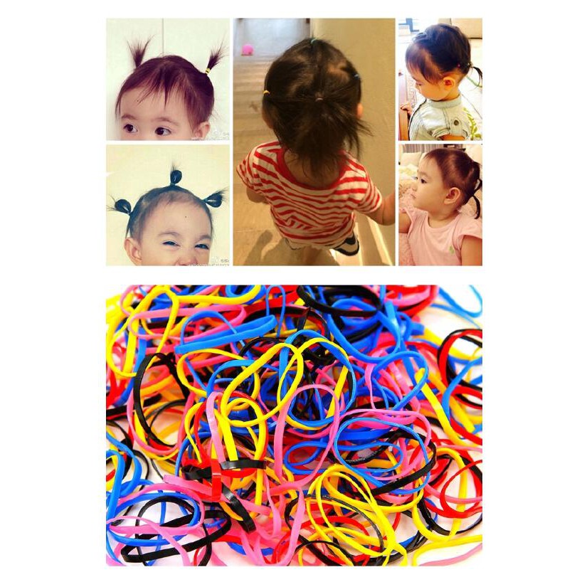 Set 2000 dây buộc tóc cao su nhiều màu sắc cho bé gái