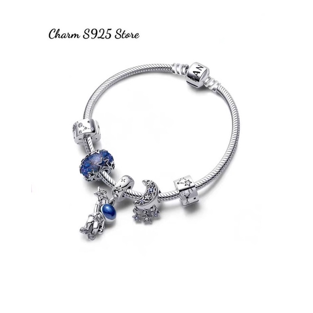 COMBO BỘ VÒNG TAY PAN.DO.RA ALE MIX 5 HẠT CHARM BẦU TRỜI TRĂNG SAO BẠC S925 HÀNG CAO CẤP