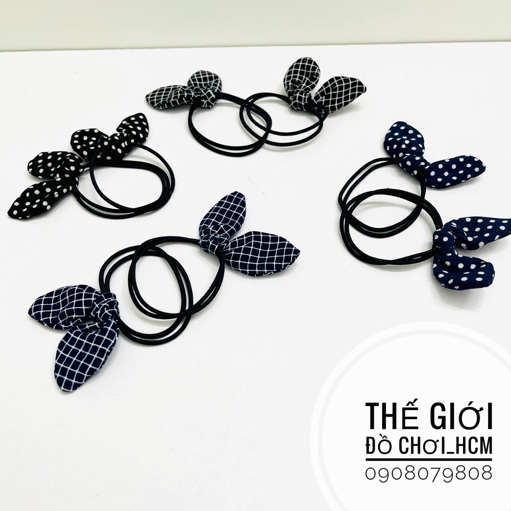[NHIỀU MẪU- CỰC ĐẸP] Cột tóc nơ xinh hinh tai thỏ và nơ dây có hột đính kèm siêu dễ thương dành cho mẹ và bé yêu