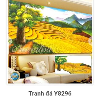 Tranh đính đá phong cảnh ruộng bậc thang Y8296 cm