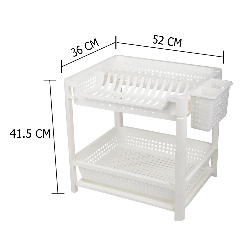 HomeBase KECH Kệ nhựa 2 tầng để chén dĩa có ngăn chứa nước Thái Lan HH-1796 W35.7xD51.8xH41.5cm