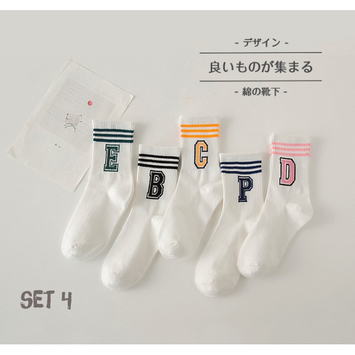 Set 5 đôi vớ tất cổ cao nữ xuất Nhật cực xinh