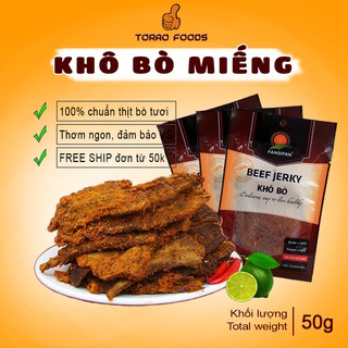 Combo 3 khô bò miếng Fansipan 50g - Khô bò miếng mềm, bò thật loại 1 đảm bảo An toàn vệ sinh Thực phẩm