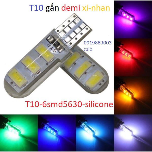 1 bóng led T10, đèn led t10 (silicone 5630) gắn demi xi nhan xe máy, ô tô