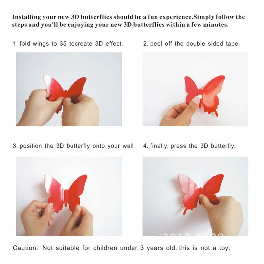 Bộ 12 miếng dán tường hình bướm 3d tráng gương