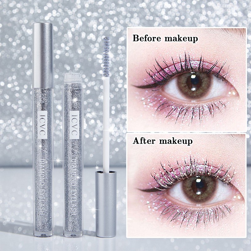 [Hàng mới về] Mascara chuốt cong và dài mi nhanh khô chống nước phối kim tuyến lấp lánh