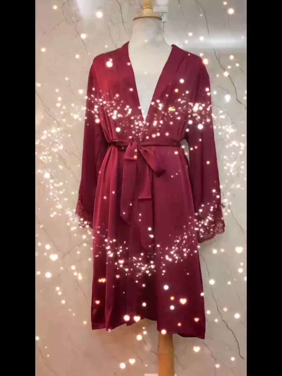 HT36 Áo choàng ngủ lụa sexy phối ren gợi cảm, áo choàng sexy quyến rũ HT36 | BigBuy360 - bigbuy360.vn