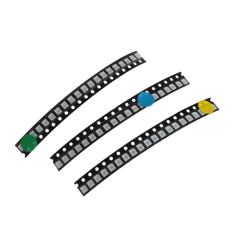 Set 100 đèn LED SMD 3528 1210 màu xanh lá đỏ xanh lam vàng trắng