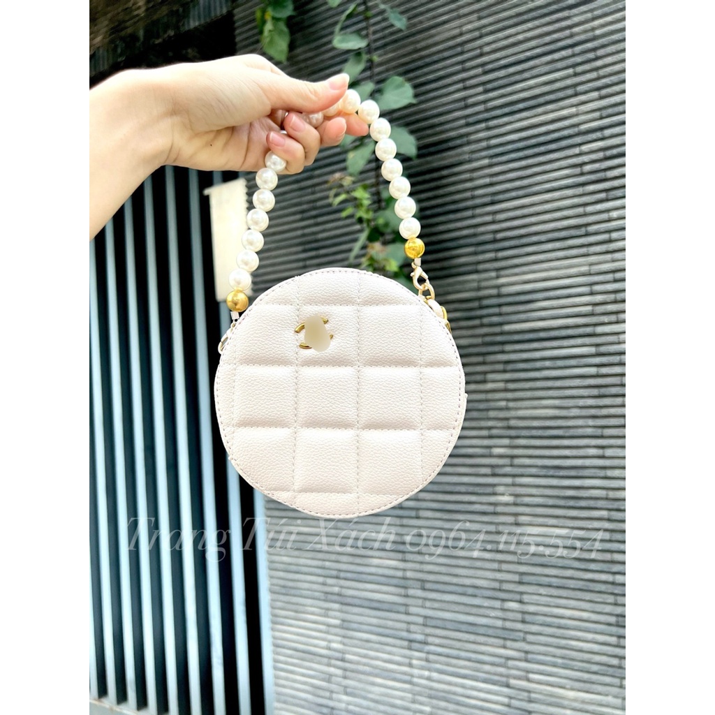 Túi Xách Nữ Đeo Chéo Cầm Tay Tròn X Da Mềm Quai Ngọc Sang Chảnh Kèm Dây Xích TTX24