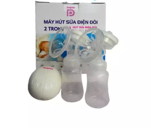 Máy hút sữa điện đôi và hút sữa tay 2 trong 1 Dolphin Việt Nam 150ml (Tặng 10 túi trữ sữa + bộ đầu hút)