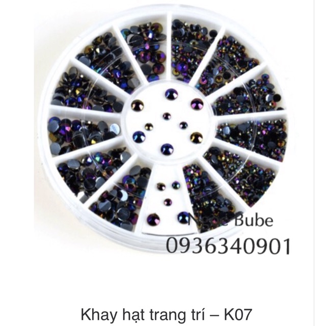 Khay hạt trang trí nail hình tròn 12 ô - SALE ĐỒ NAIL