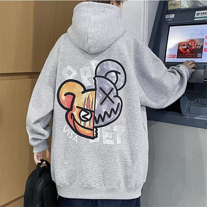 Áo Khoác Hoodie Lót Nhung Tay Dài Dáng Rộng In Chữ Phong Cách Mỹ Thời Trang Thu Đông Cho Cặp Đôi Cỡ M-8XL