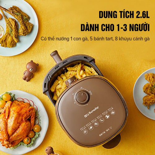 [Mã ELHADEV giảm 4% đơn 300K] Nồi Chiên Không Dầu Joyoung Line KL26-VF171XL (2.6L) Cực Cute - Hàng Chính Hãng - Vàng