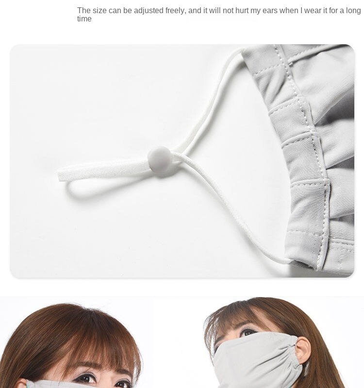 [Hàng mới về] Khẩu trang che nắng chống bụi vải lụa mỏng thoáng khí size lớn có thể giặt sạch và tái sử dụng màu tùy chọn