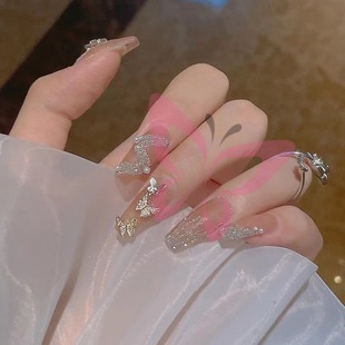 Bộ Móng Tay Giả Màu Hồng Mềm Mại Dễ Thương Có Thể Tháo Rời Cho Nữ