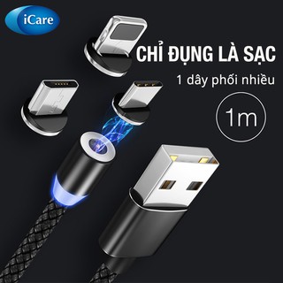 [ Tặng kèm 3 đầu nối] Dây cáp từ, dây sạc lực hút mạnh, đầu hút nam châm, sạc điện thoại