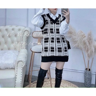 ÁO LEN GHILE KẺ  DÁNG DÀI CHO NỮ