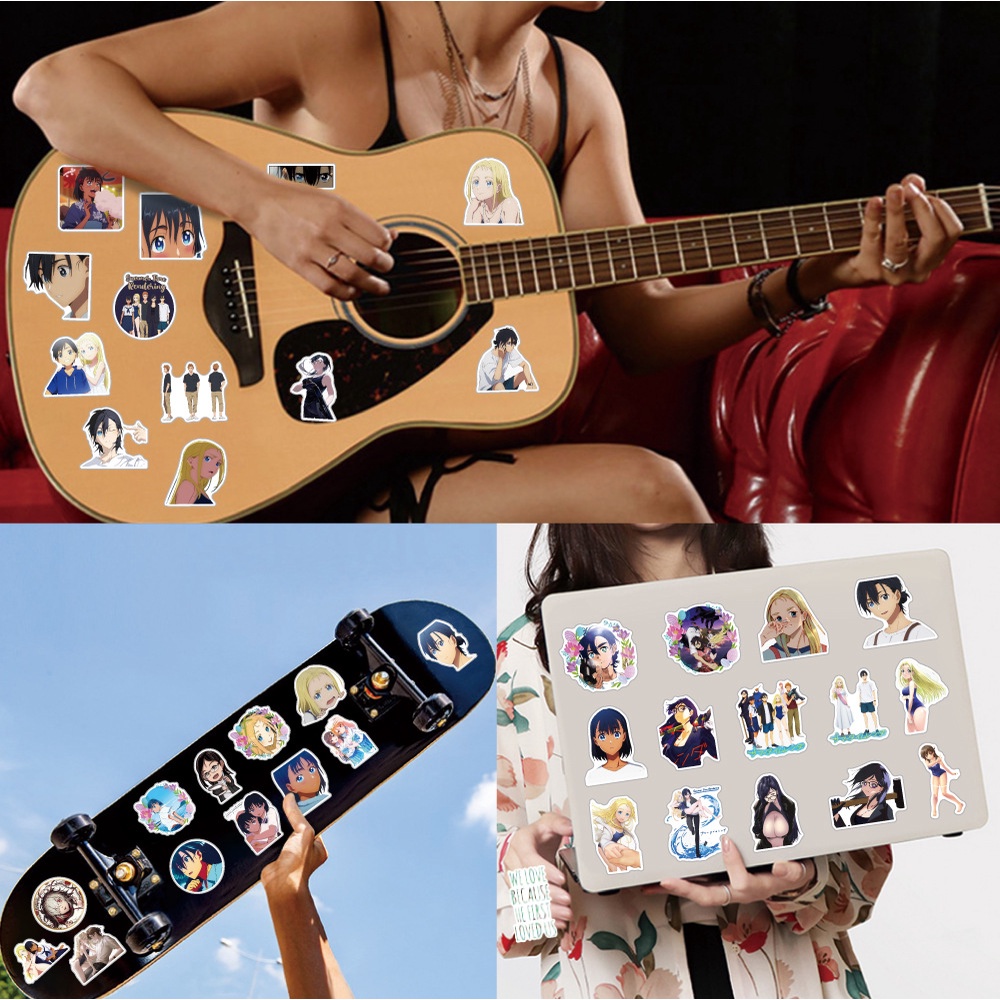 Bộ 50 Miếng Dán Hoạt Hình Thời Gian Mùa Hè Trang Trí Ván Trượt / Điện Thoại / Guitar